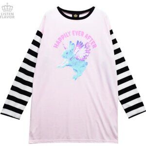 LISTEN FLAVOR Univorn Rabbit Striped Sleeve Gyaru Jfashion Dress